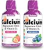Bluebonnet Nutrition Liquid Calcium Citrate Magnesium Citrate, Vitamin D3- Bundle of Blueberry Flavor and Strawberry Flavor, 2 Bottle of 16 Fl Oz Each (32 Fl Oz Total)