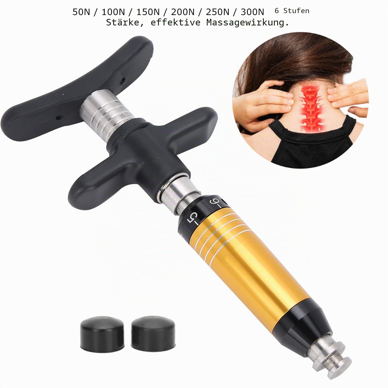 6-stufiges Werkzeug zur Anpassung der Chiropraktik, manuelle Wirbelsäulenkorrektur-Massagepistole aus rostfreiem Stahl, Handheld-Aktivator für Rückenwirbel bei Wirbeltieren, Thorax und Skoliose | Manuelle Wirbelsäulenkorrektur, Massagegewehr für Rücken, B