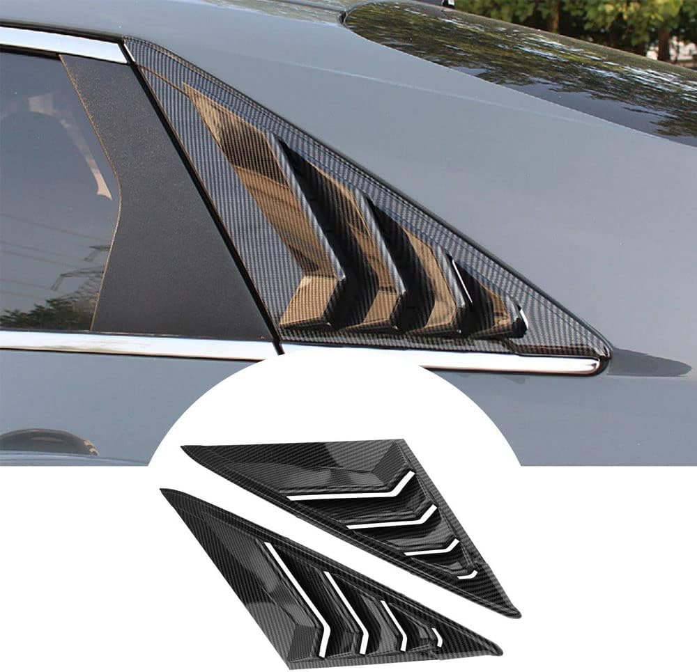BOYOUS 2pcs ABS Racing Style Rear Side Window Louvers Air Vent Scoop Shades Cover Blinds Exterior Decoration Accessories Compatible with Hyundai Elantra 2021 2022 2023 2024 2025 2026(Carbon Fiber)