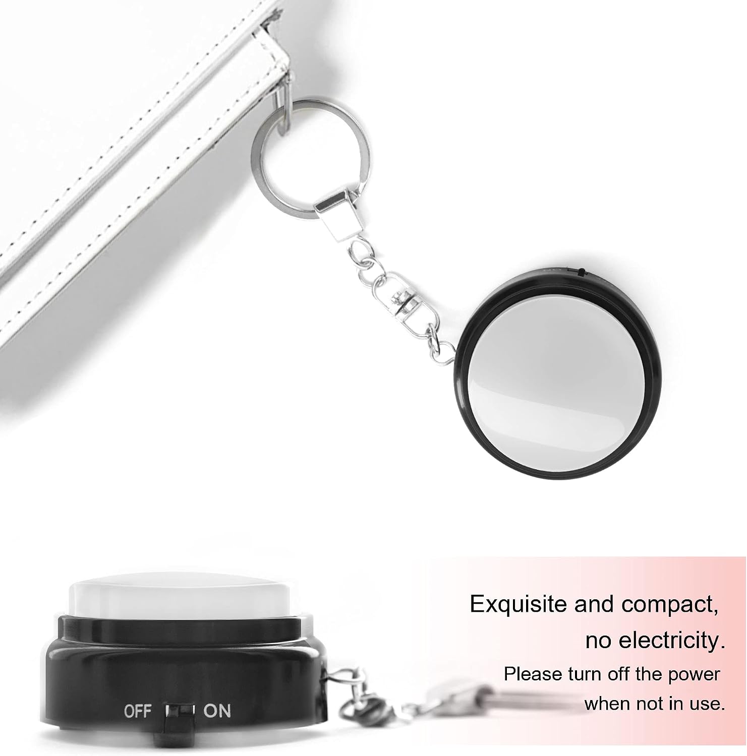 Recordable Talking Button with Keychain, 20s Voice Recording Time Sound Button Answer Buzzers Funny Buttons Record Your Own Words - White and Black (Battery Included), 2 x 2 x 1.4