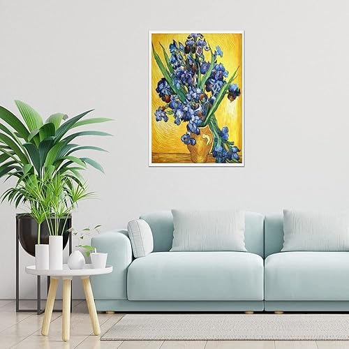 Miniatura 4 de LXTONG Van Gogh - Kit de pintura de diamantes de flores de lirios 5D, pintura de diamante redonda completa por números, pintura de diamantes Van