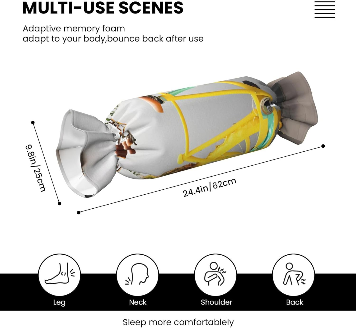 Pineapple Bike Print Candy Cylindrical Comfortable Pillow Throw Pillows Home Decor Easy Maintenance