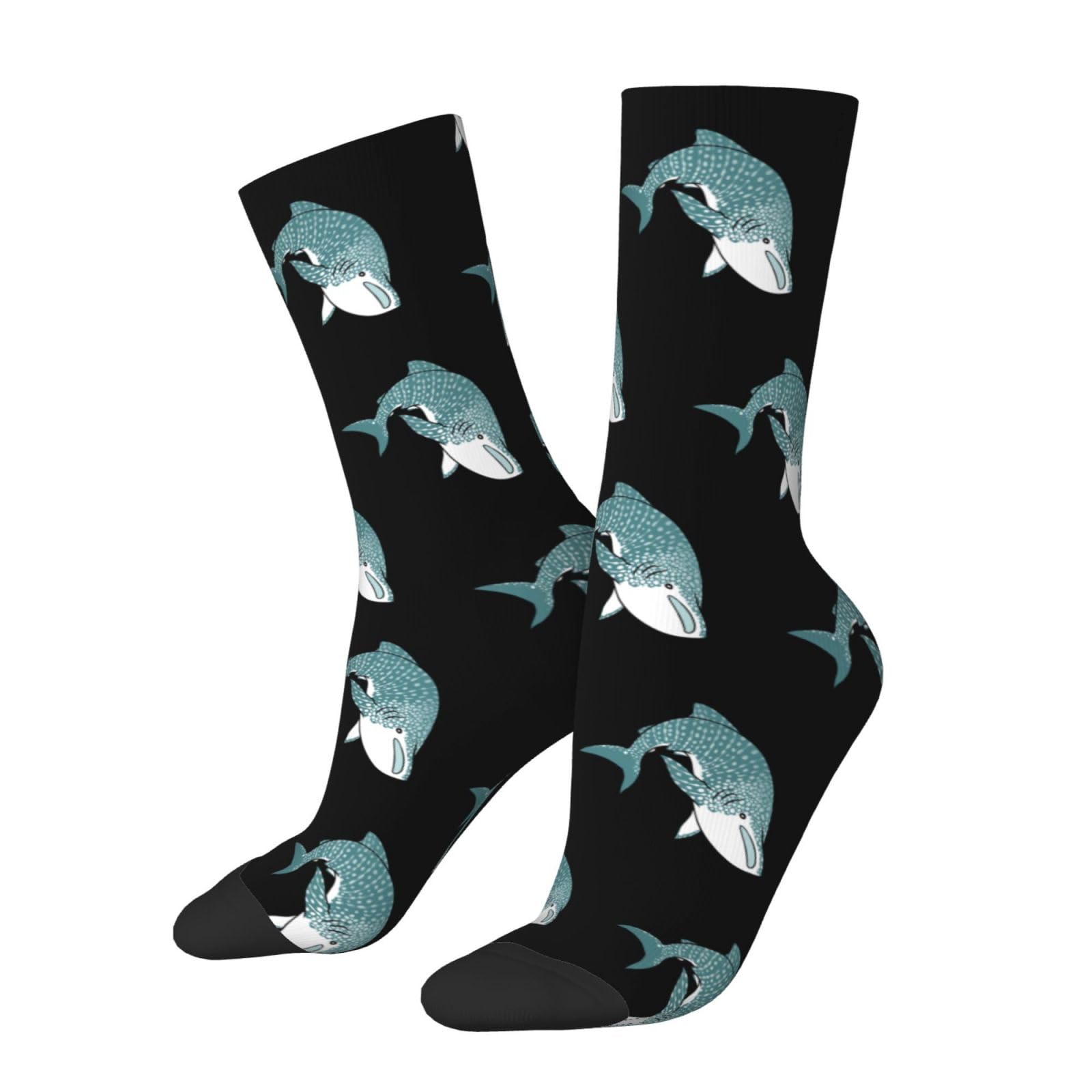 KWQDOZF Whale Shark Socks Funny Novelty Crew Socks Gift for Men Women Teen