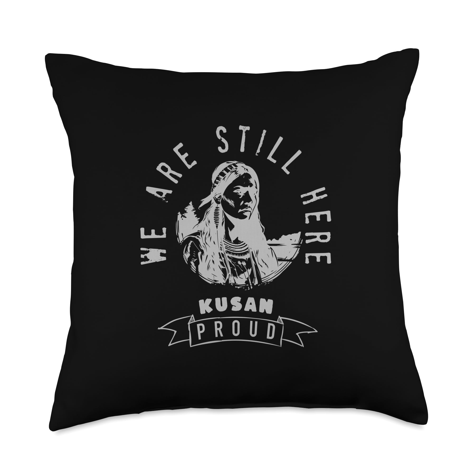 Kusan TribeKusan Native Indian Still Here and Proud Retro Throw Pillow, 18x18, Multicolor