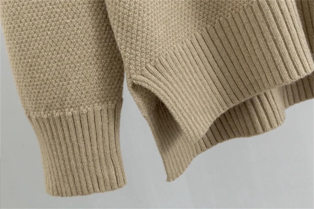 Tuta da donna basic in maglia con maglione allentato + pantaloni a gamba larga, set da 2 pezzi
