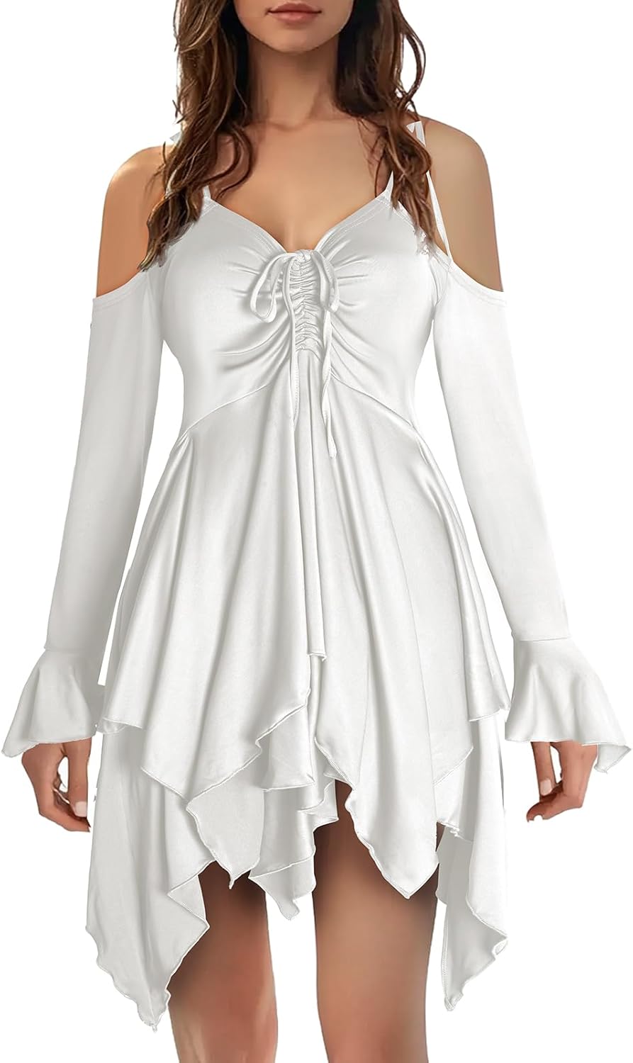 Renaissance Fairy Dress Women's Gothic Off Shoulder Handkerchief Dress