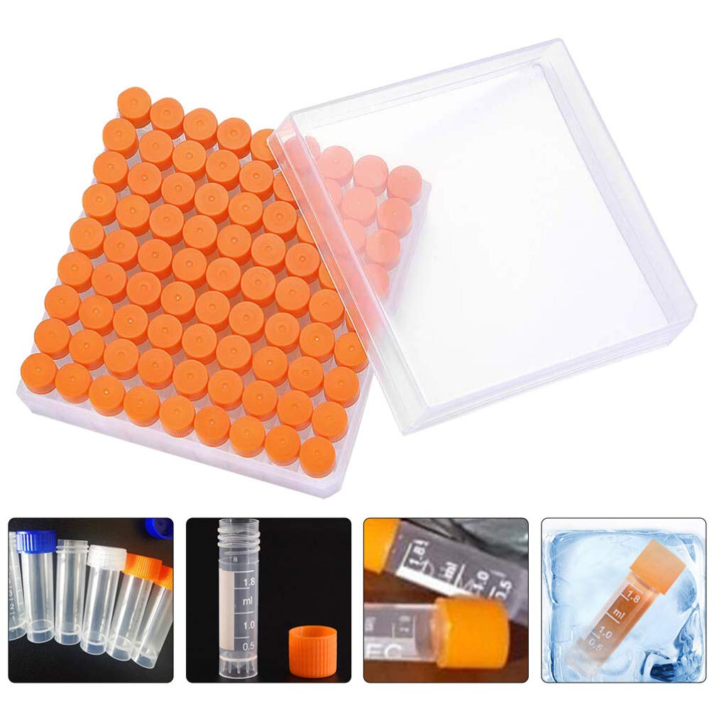 82 Tubos ensayo centrífuga Transparentes plástico con tapón Rosca, contenedor vial Fondo Redondo congelado plástico Laboratorio para Laboratorio, Escuela educativa con Caja