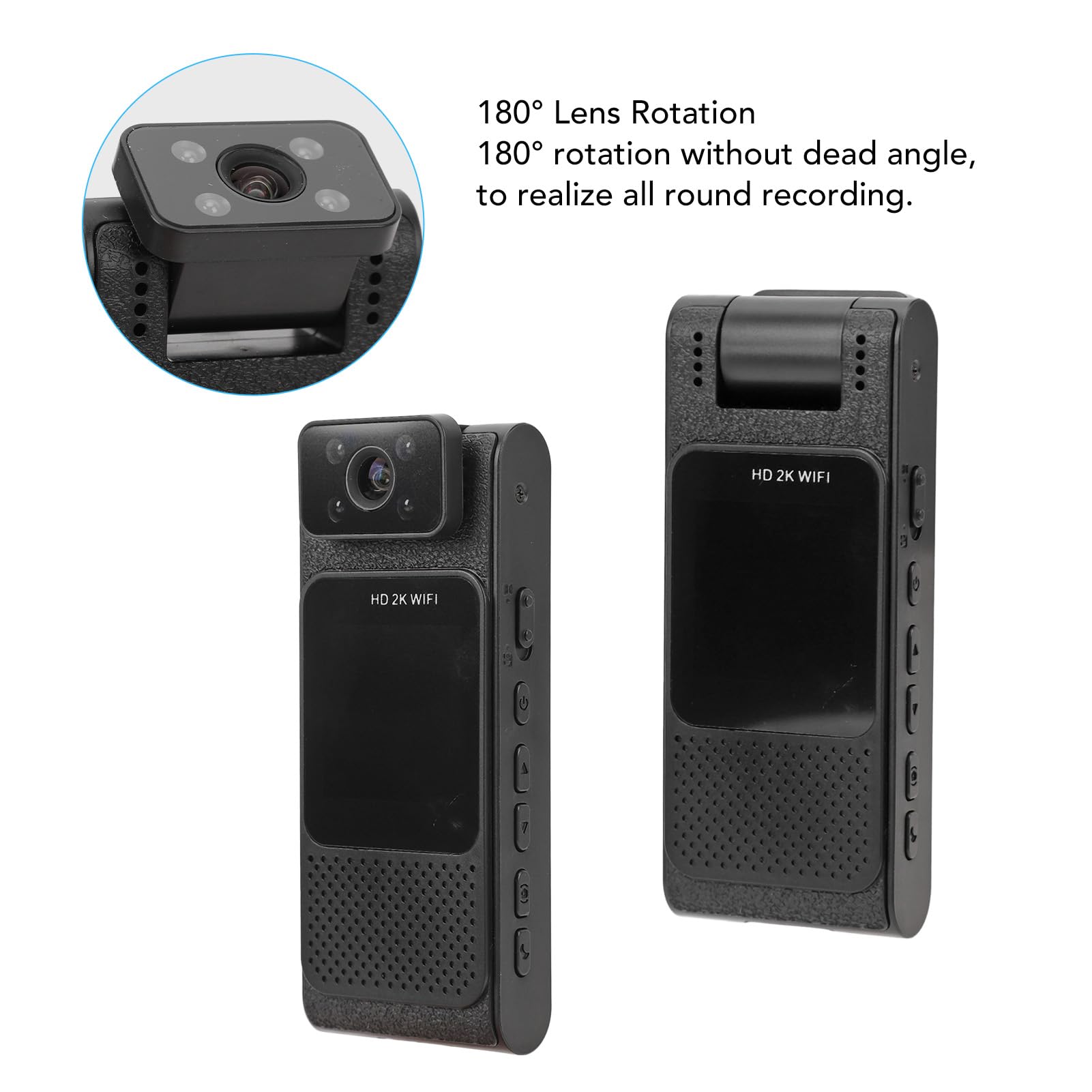 Body Camera, 180° Rotatable Lens Body Video Recording Camera with 1/4 Screw Port for Outdoor Sports