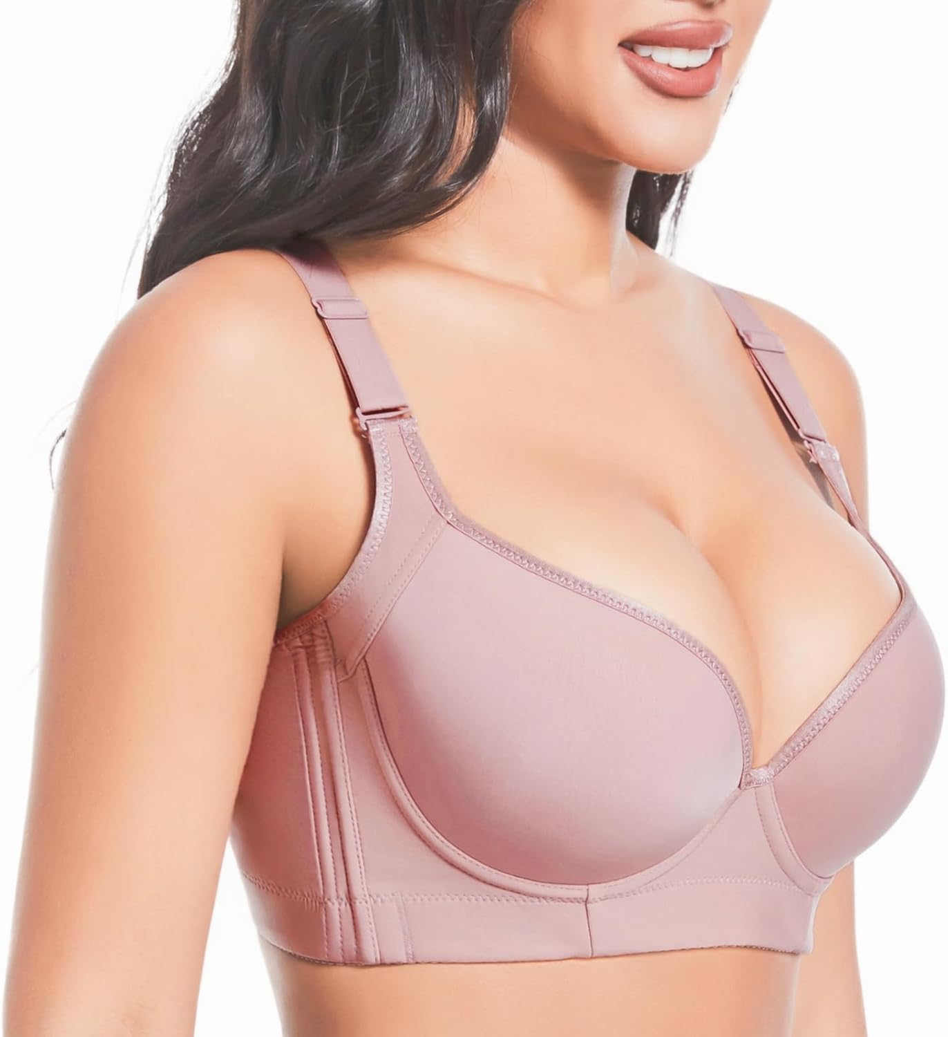Plus Size Push Up Bras for Women Hide Back Fat Smoothing Bra Underwire Support Bras 34B to 46DD - Image 3