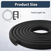 Lefunom 3m Univerzális Ajtótömítés Gumiszalag Autó Hajó Lakóautó Karavánhoz Fekete - 3 m, Side seal 2