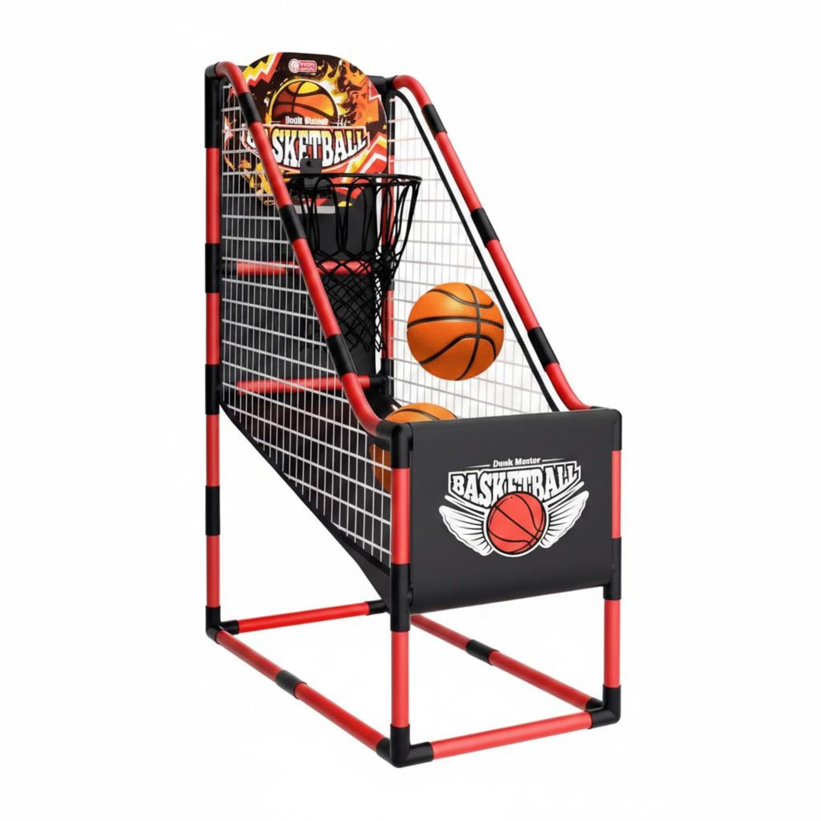rockible Canestro da Basket Bambini Set Gioco Basket Mini Canestro Struttura Stabile Due Palle Inclusi con Sacca a Rete Raccolta in Plastica per Pratica
