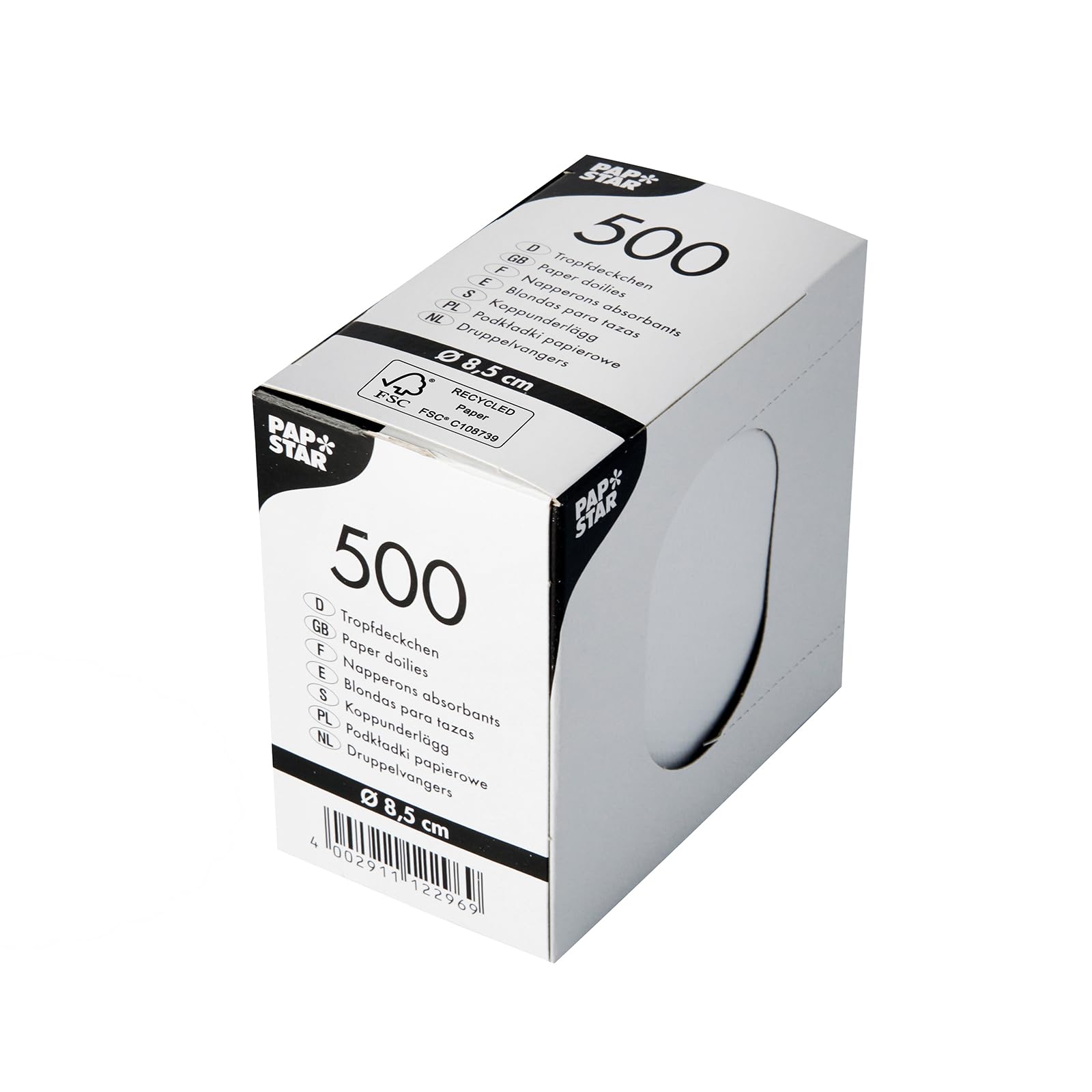 Papstar 12296 - Posavasos (Papel, diámetro: 8,5 cm), Color Blanco