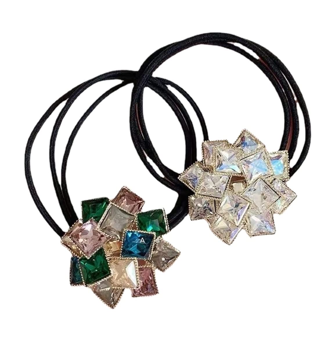 Feste Elastici Capelli 2 Pezzi Elastici Alla Moda Con Strass, Per Capelli, Supporto Per Ragazze Decorazione