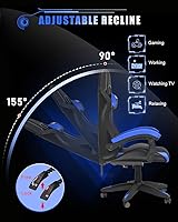 Vista 68 de Gaming Chair with RGB LED Lights, High Back Ergonomic Computer Gamer Chair with Headrest and Lumbar Support, Racing Style Reclining Game Chair for