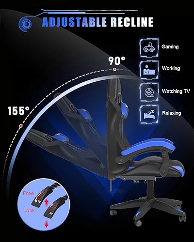 Miniatura 68 de Gaming Chair with RGB LED Lights, High Back Ergonomic Computer Gamer Chair with Headrest and Lumbar Support, Racing Style Reclining Game Chair for