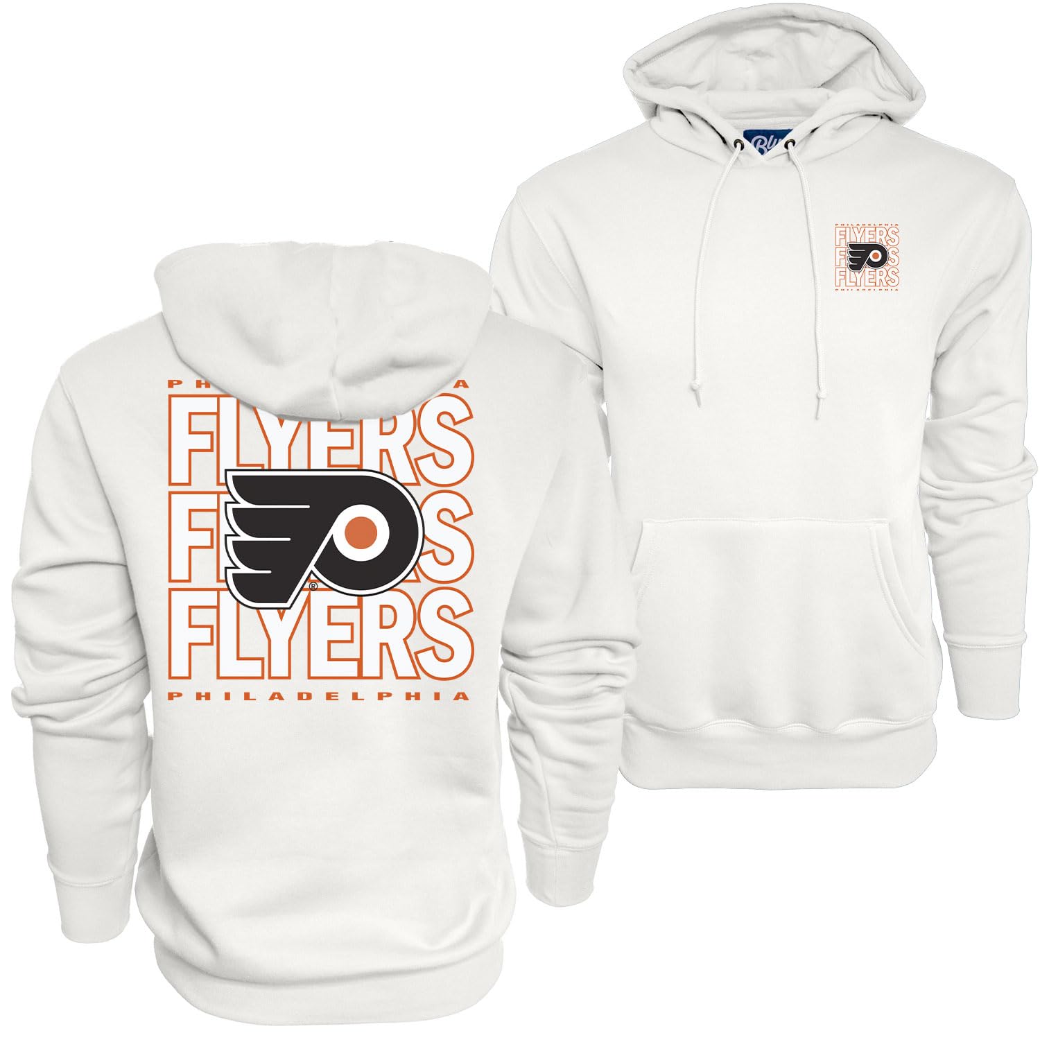 Blue 84 NHL Officially Licensed Hooded Sweatshirt Front/Back Curl White