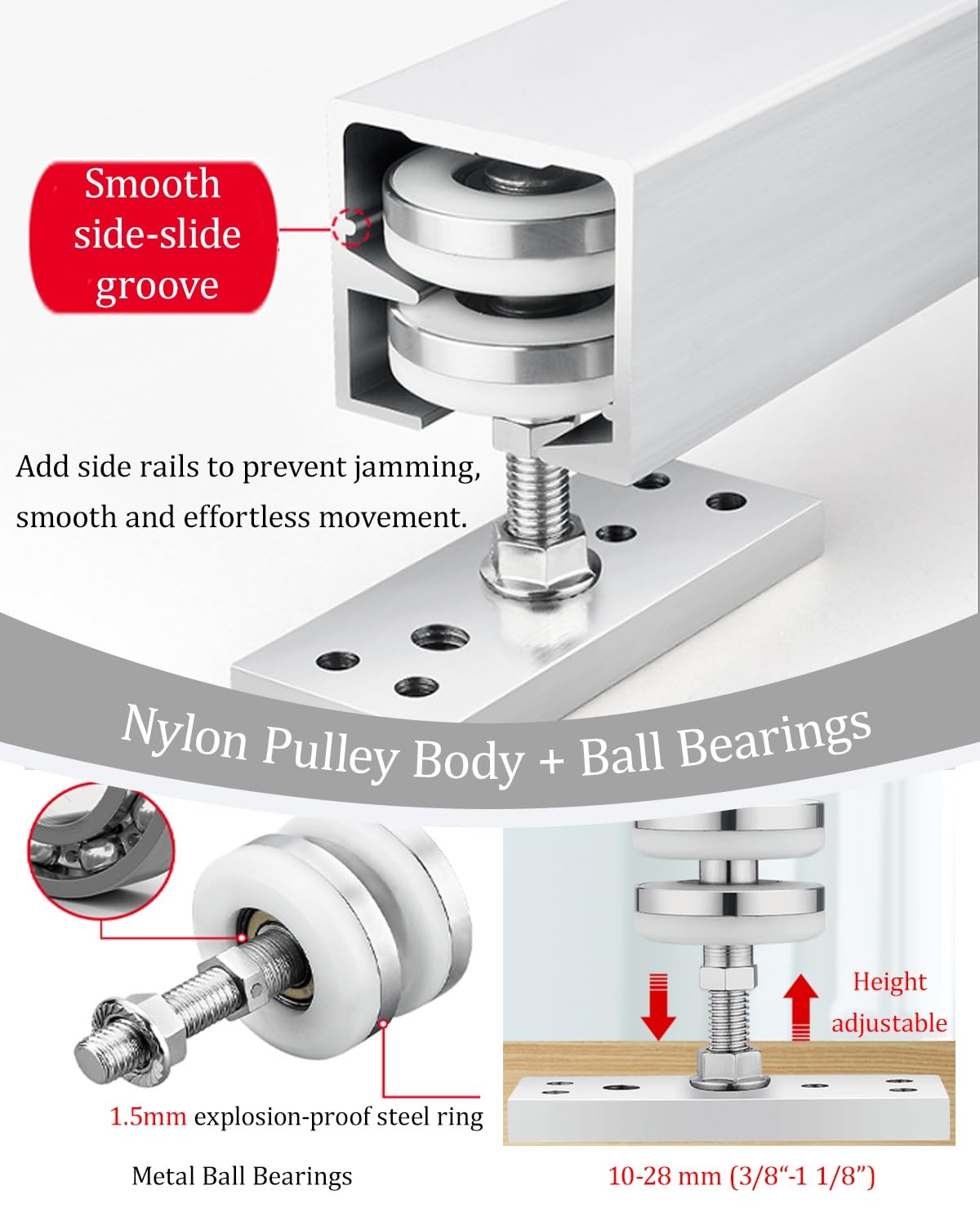Binario per Porta Scorrevole Kit di Binari per Porte Scorrevoli A Soffietto, Kit di Binari per Armadi Pieghevoli, Guida per Porta A Zanzariera per Patio A 2 o 4 Ante(4-door,4000mm/157 inch)