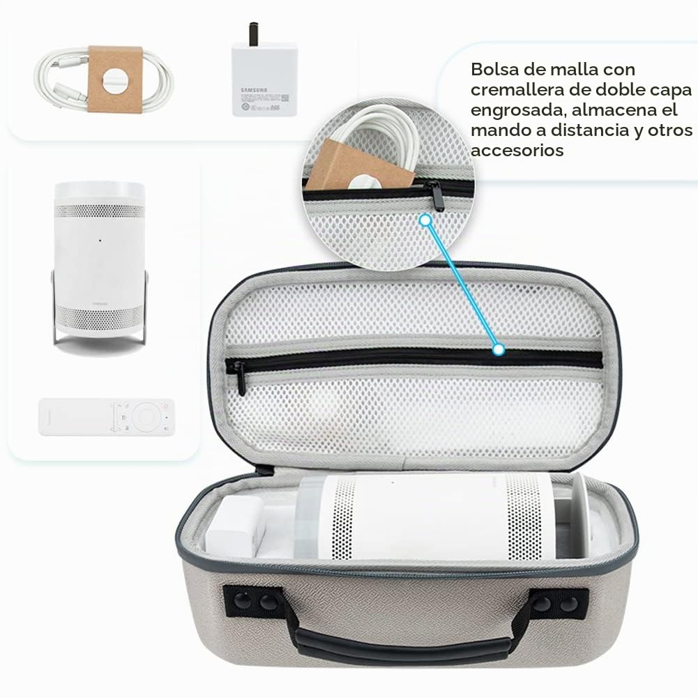 Funda rígida de Viaje para proyector Samsung The Freestyle, Funda de Transporte Compatible con proyector portátil Inteligente Samsung, Gris