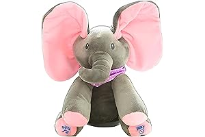 Elza Musical Elephant Plushie with Animated Dancing Ears, Singing and Interactive Peek-A-Boo...