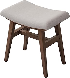 Wooden Vanity Stool, Modern Makeup Dressing Stool solid wood with upholstery saddle seat stool concave ergonomic chair easy to install for bedroom, dining room, home office 16 inch wide brown