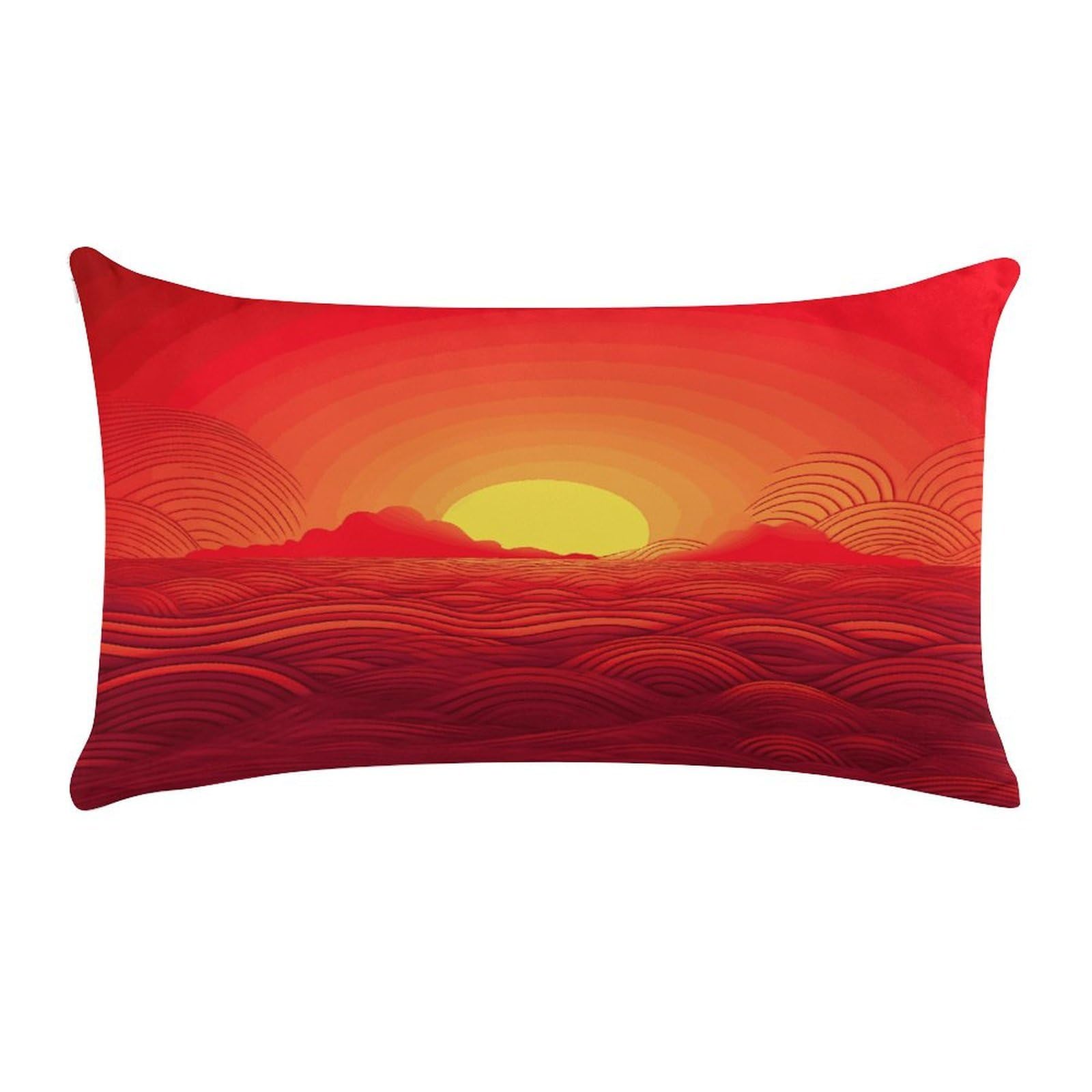 Red Sunrise Pillow Cover Super Soft Pillowcase Luxury Cozy Fuzzy Velvet Pillow Shams Breathable Standard Pillow Cases with Zipper Wrinkle-Free Pillow Cover 12 "×20 "