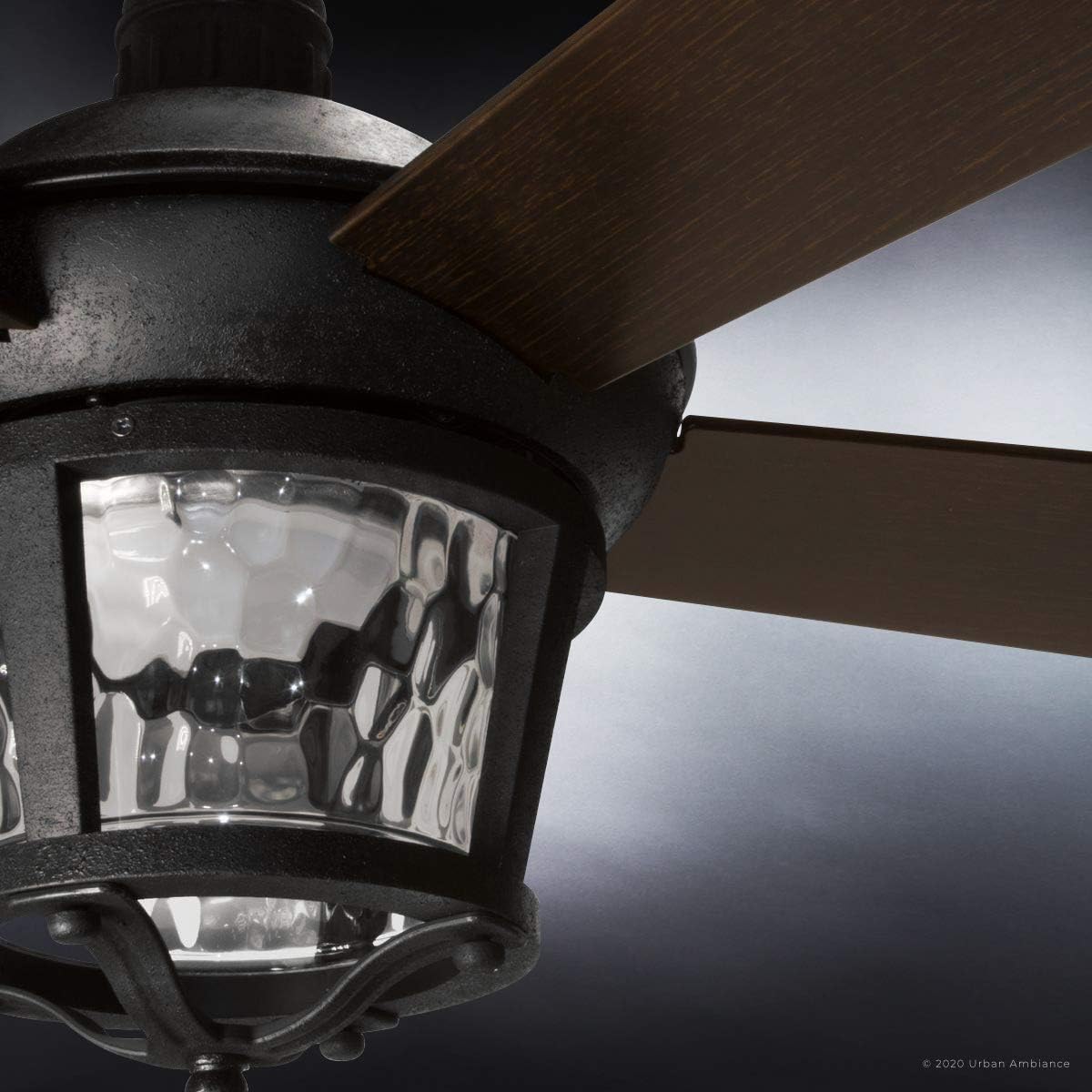 Urban Ambiance Luxury Modern Farmhouse Indoor/Outdoor Ceiling Fan, Medium Size: 19.5" H x 52" W, with Transitional Style Elements, Black Iron Finish, UHP9181 from the Catalina Collection