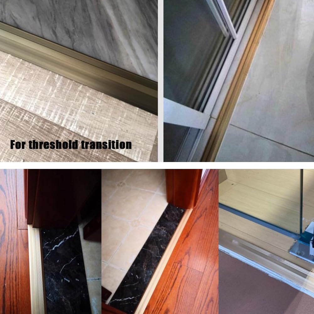 Boden Übergangsleiste 15mm/25mm Höhenausgleich Übergangsprofil Aluminium Bodenübergangsstreifen Länge 90cm Türleisten Böden Überbrücken Die Lücke(Gold,90x4.3cm(36" x1 3/4"))
