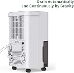 Uhome 30 Pint Dehumidifier - 1500 Sq Ft Dehumidifiers for Basement with Activated Carbon Filter, Humidity Sensor, Auto Shut Off, Continuous Drainage Hose - Ideal Dehumidifiers for Home White