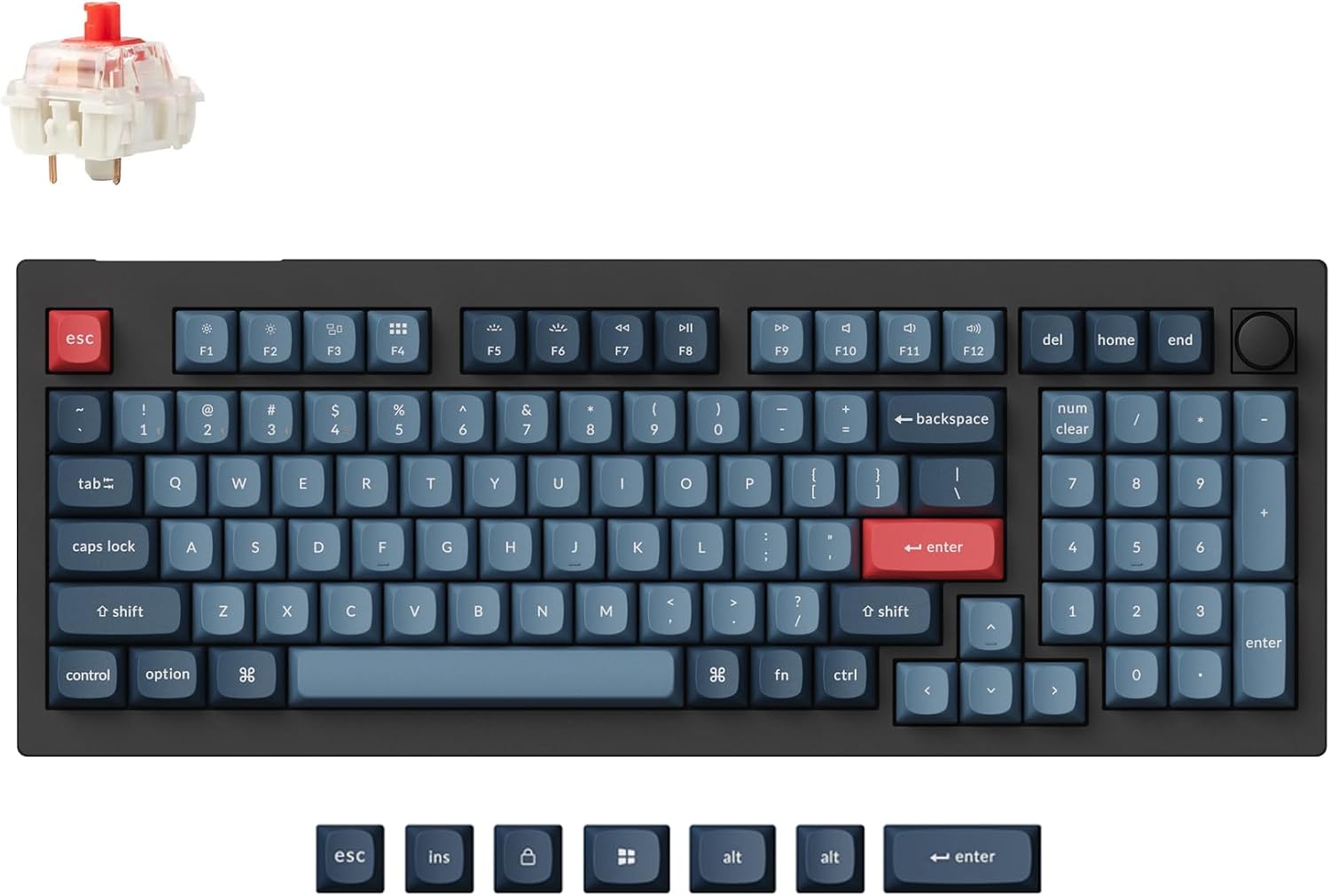 V5 Max Custom Wireless Mechanical Keyboard, 96% with Number Pad | 2.4 GHz/Bluetooth/USB-C, QMK Launcher Programmable, Hot-Swap Gateron Red Switch, PTB Keycaps RGB for Mac/Windows/Linux