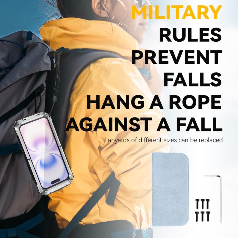 Funda para iPhone 17 para exteriores, IP-54, soporte, protector de pantalla, resistente militar, 360 grados, carcasa de silicona a prueba de golpes, de metal, para iPhone 17 de 6.3 pulgadas