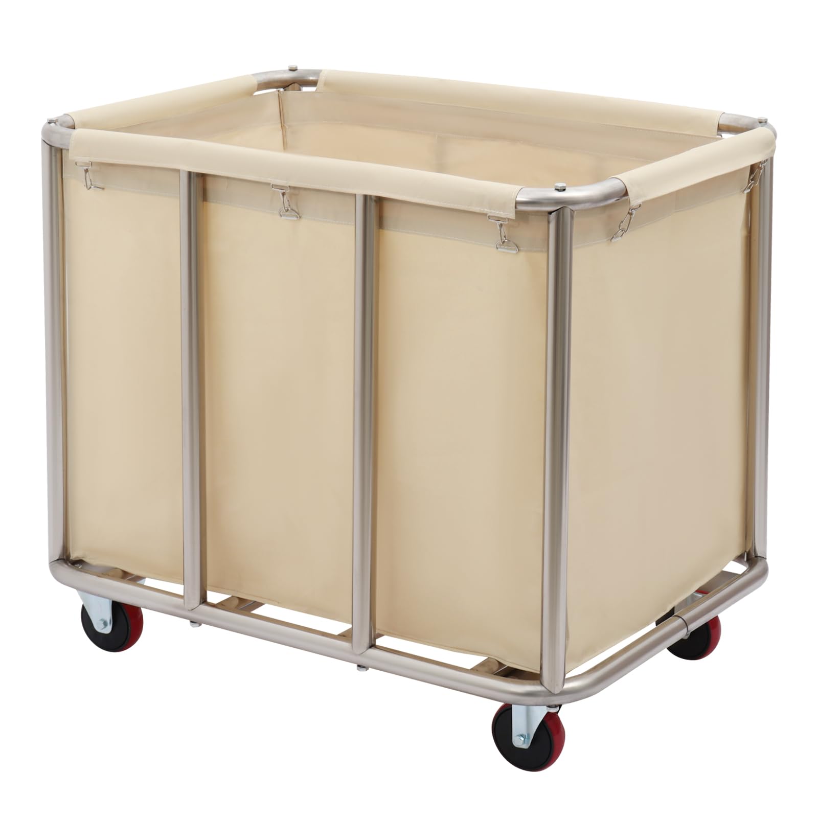 Portabiancheria grande con ruote, 90 x 65 x 80 cm, commerciale in acciaio inox, per la biancheria domestica, hotel, portata 60 kg