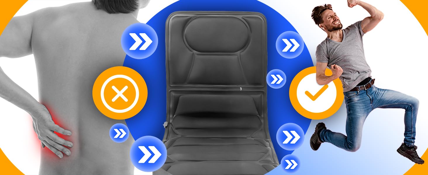 Retoo Massagematte elektrisch, 165 x 57 cm Größe und Leistung 18W, Vibrationsmatte mit Wärmefunktion und 3 Intensitätsstufe, 4 Zonen Massagematratze, 16 Motoren Vibrations, 5 Massagearten
