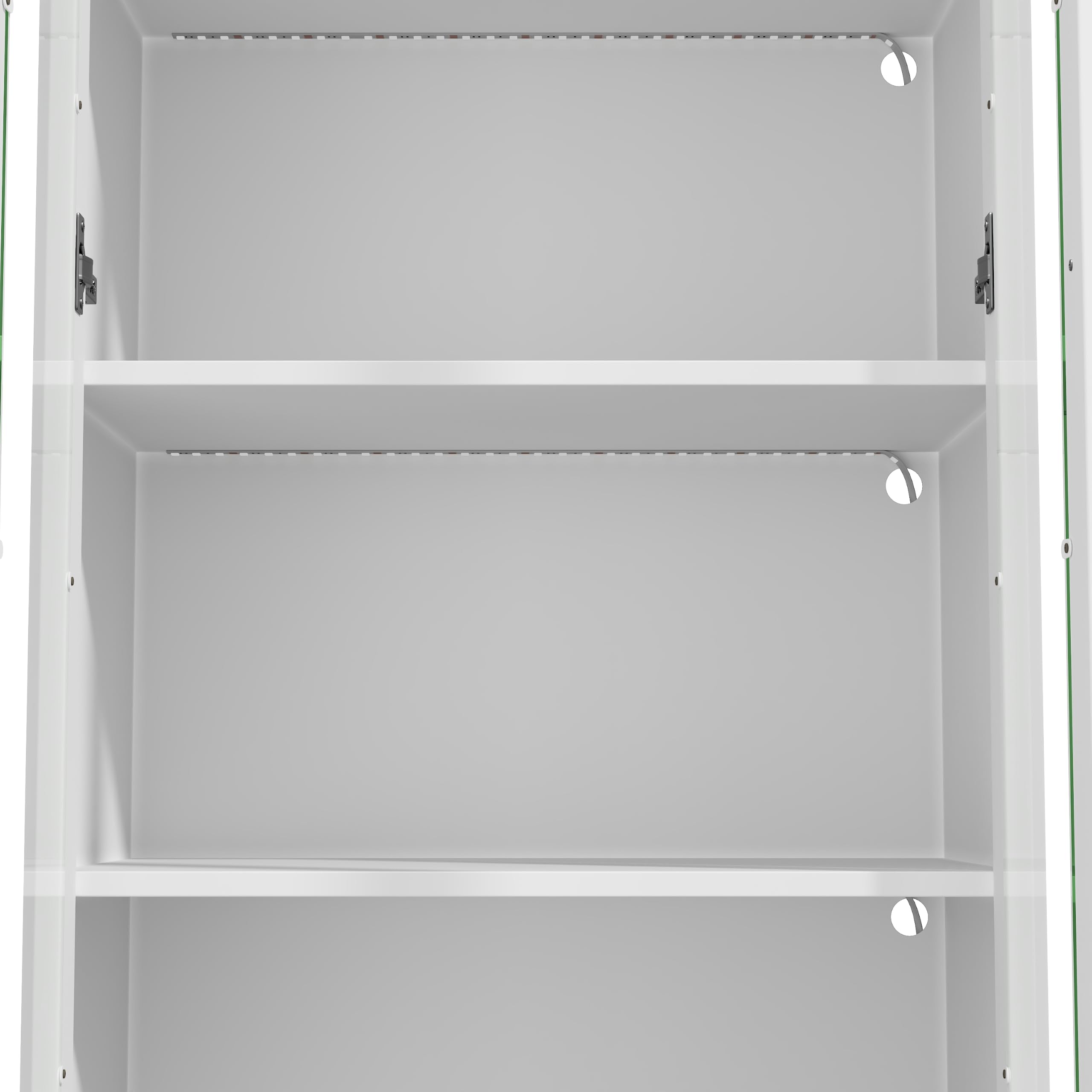 Vitrina de cristal blanco, armario de cocina, vitrina coleccionable, 4 niveles, armario de juguetes con 2 cajones, asas de metal doradas, 60 x 35 x 170 cm