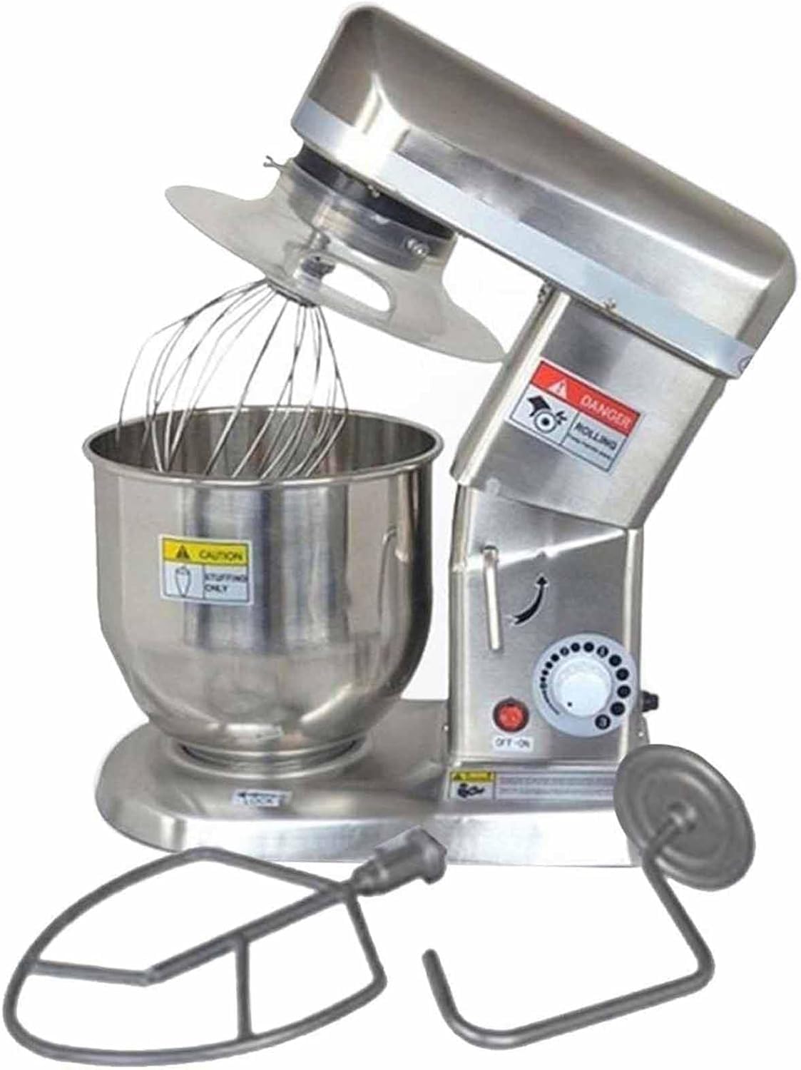 Robot da Cucina 3 in 1 da 500 W, Impastatrice Professionale per Uso Intensivo con Frusta A K, Gancio Impastatore E Frusta A Filo, Silenziosa Impastatrice Commerciale da Silver 5L