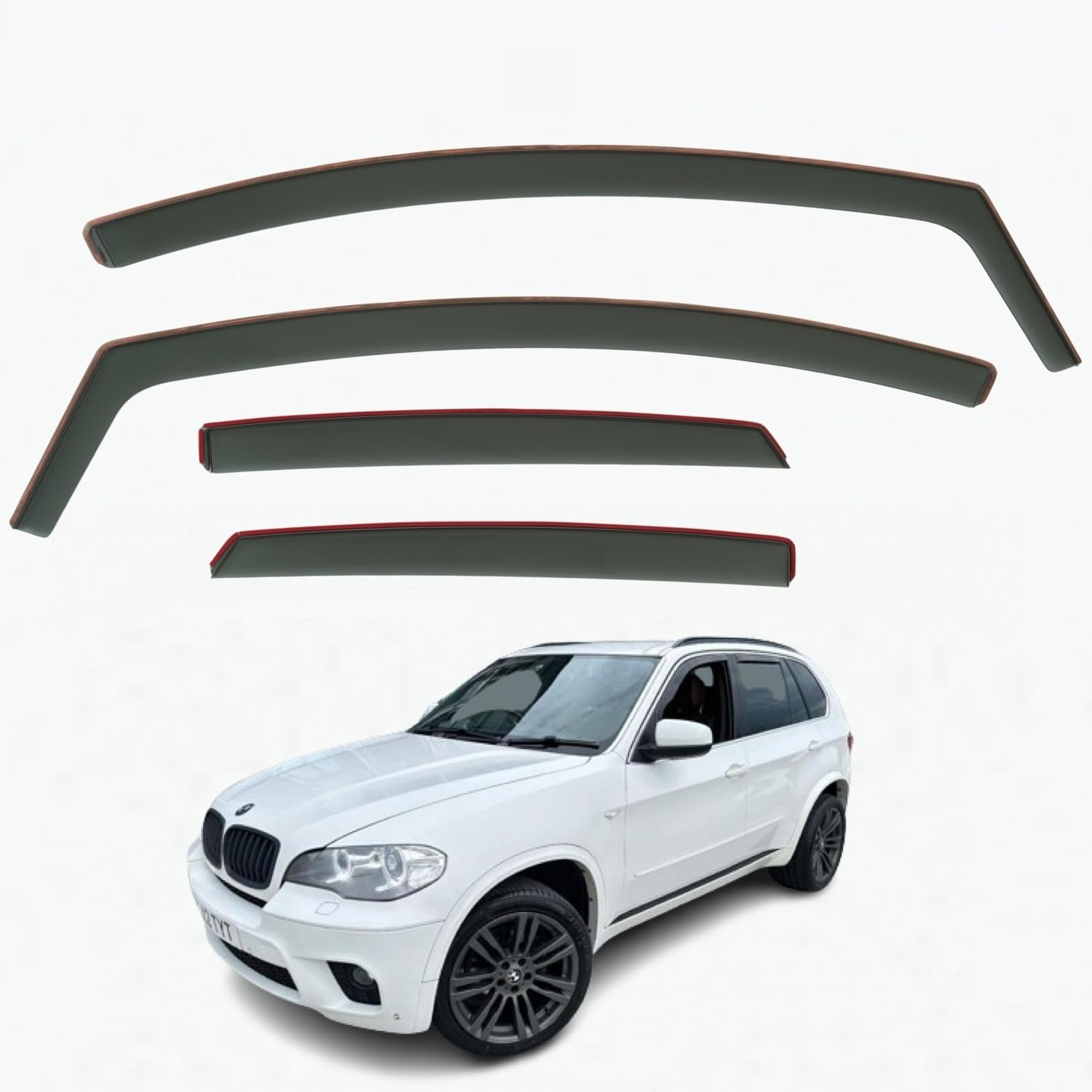 Lot de 4 déflecteurs d'air compatibles avec BMW X5 Series E70 5 portes SUV 2007 2008 2009 2010 2011 2012.