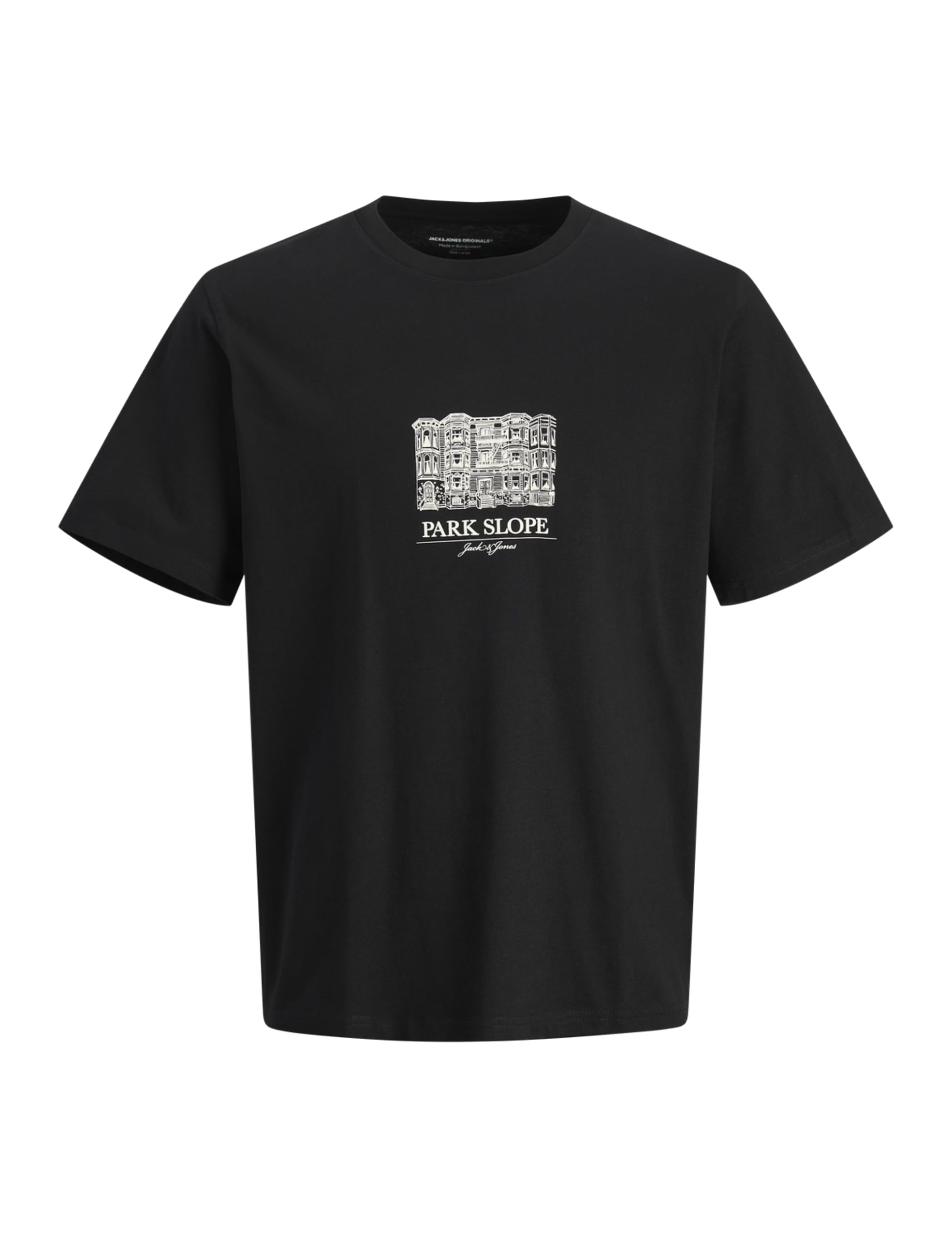 JACK & JONES Men's Jorboston Graphic Tee Ss Crew Neck, Black, L