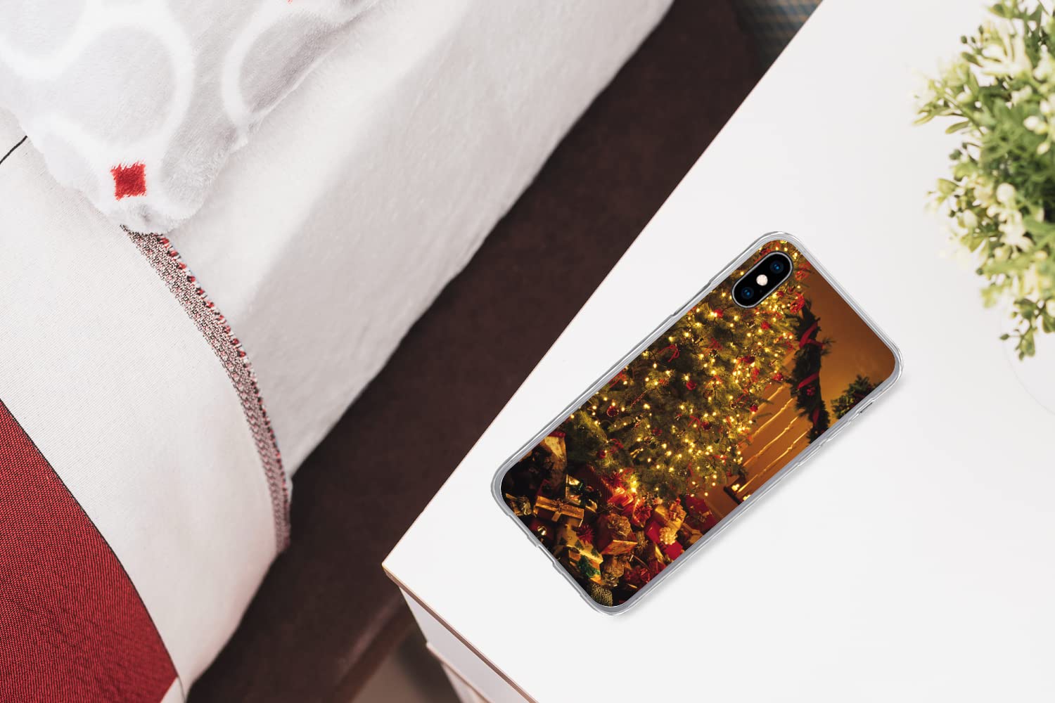 MuchoWow Funda para iPhone XS MAX - Navidad - Árbol de Navidad - Adornos de Navidad - Funda de Silicona/Funda Blanda para teléfono móvil