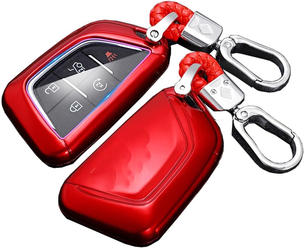 For Cadillac Key Fob Cover Carbon Fiber Pattern Key Case for 2022-24 2025 Cadillac Escalade CT5 CT6 5 6 Button Keychan