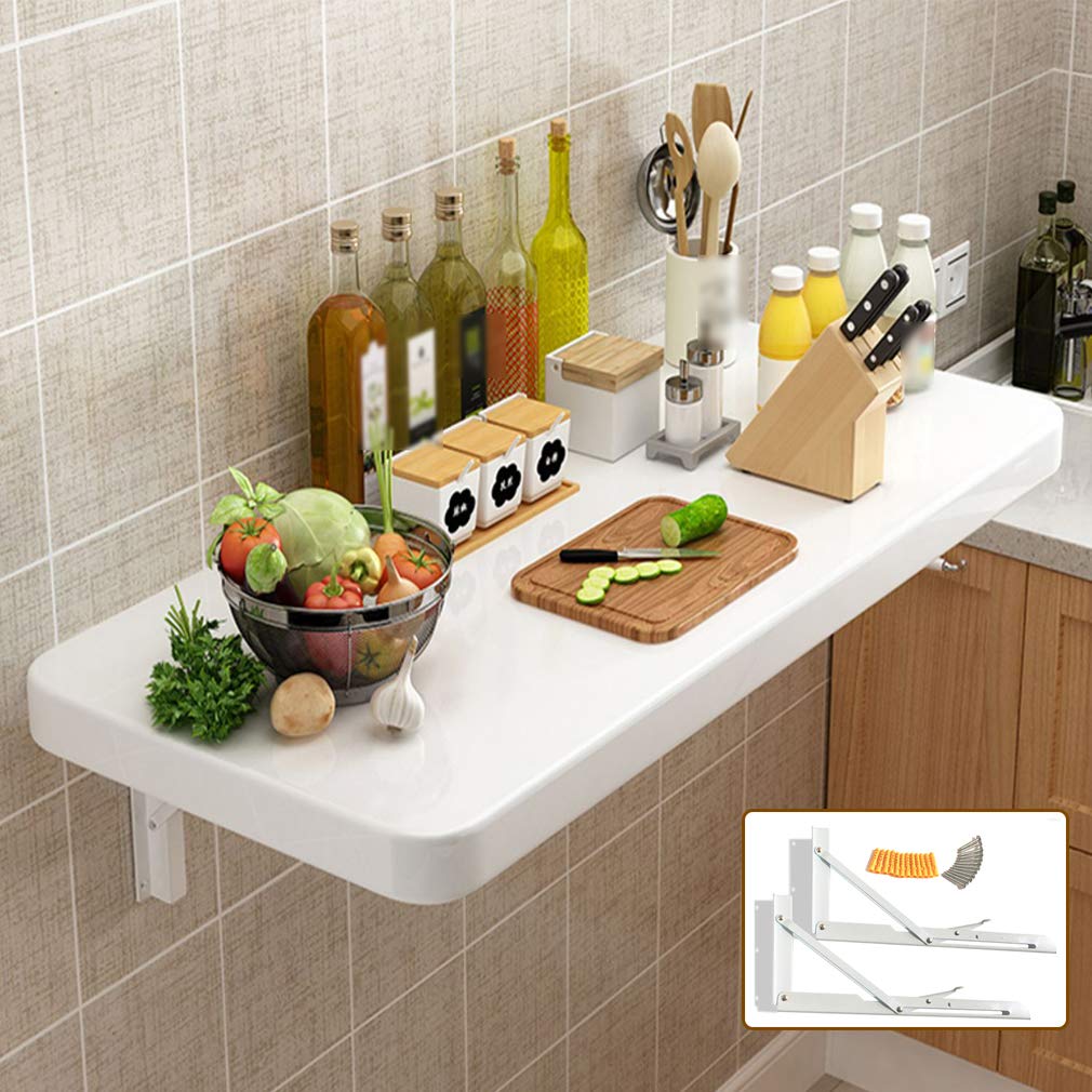 Table pliante flottante murale bois pour bureau à domicile et cuisine compacte