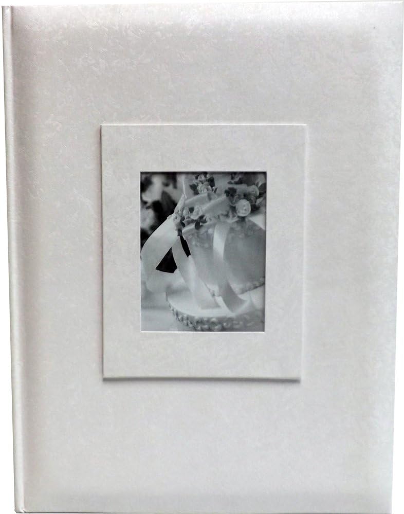 Wedding Story Photo Album/(set of 2) Jaquard Design w/window, White,Holds 300photos, 4"x6" Photos