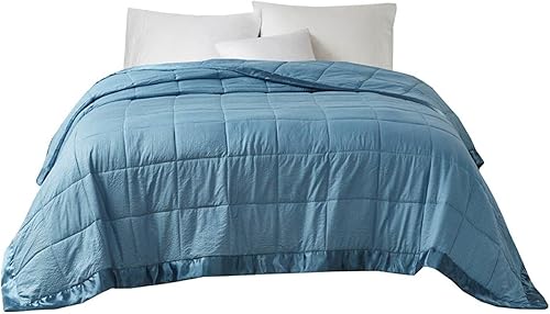 Madison Park Cambria Down Alternative Blanket, Premium 3M Scotchgard Moisture Wicking Treatment, Lightweight and Soft Bed Cover For Summer with Azul