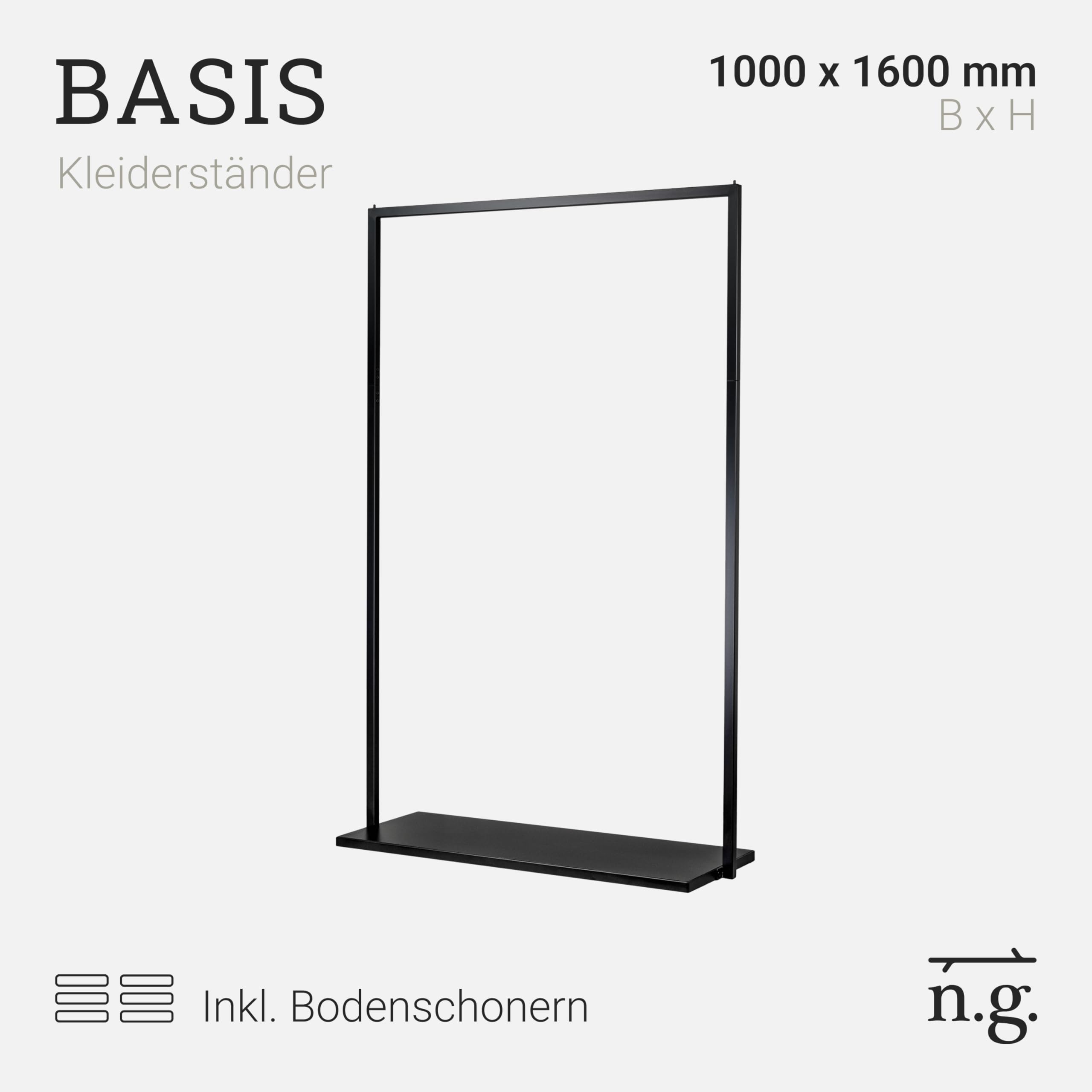 Natural Goods Berlin Kleiderständer BASIS (Schwarz, 100 cm) - Kleiderstange aus stabilem Metall - Freistehende Garderobenstange für Schlafzimmer, Wohnzimmer & Büro