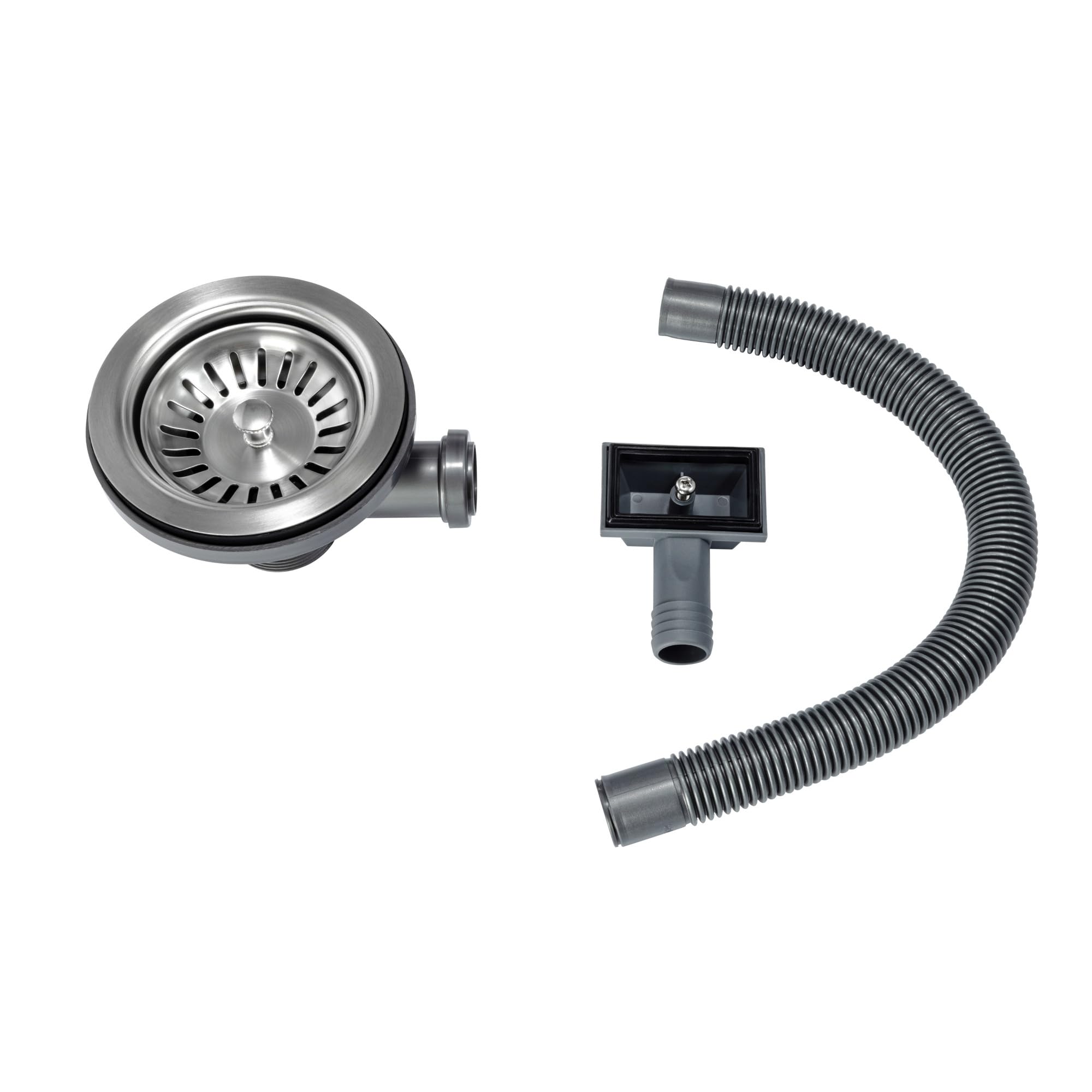 Enki Brushed Steel Modern Kitchen Metal Plastic Round Clogged Drain Prevention Sink Strainer Basket Waste Trap W/ Overflow Pipe from B&Q