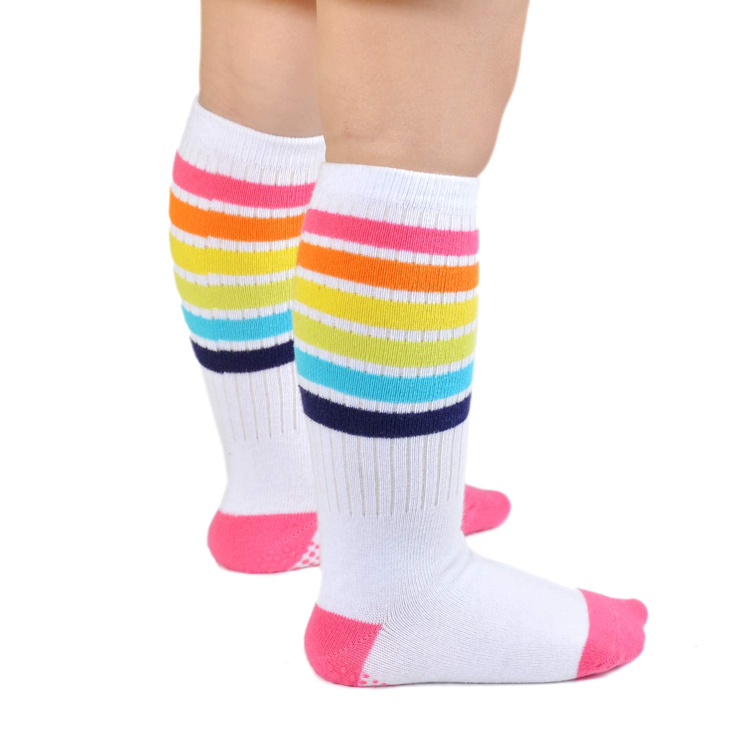 EPEIUS Baby Mädchen Regenbogen gestreifte Kniestrümpfe rutschfeste Uniform Tube Strümpfe Fußballsocken für Kleinkinder und Kinder