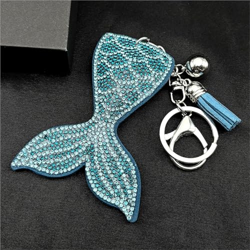 Porte-clés voiture avec pendentif queue de poisson bleu pour sac