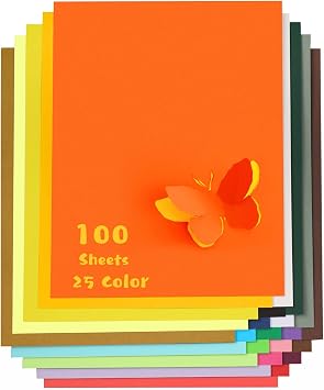 Colored Cardstock 100 sheets, 8.5 x 11 Cardstock Paper - 25 Assorted Colors, 180 GSM Card Stock Printer Paper Scrapbooking Supplies for Diy Crafts, Scrapbooking, Card Making