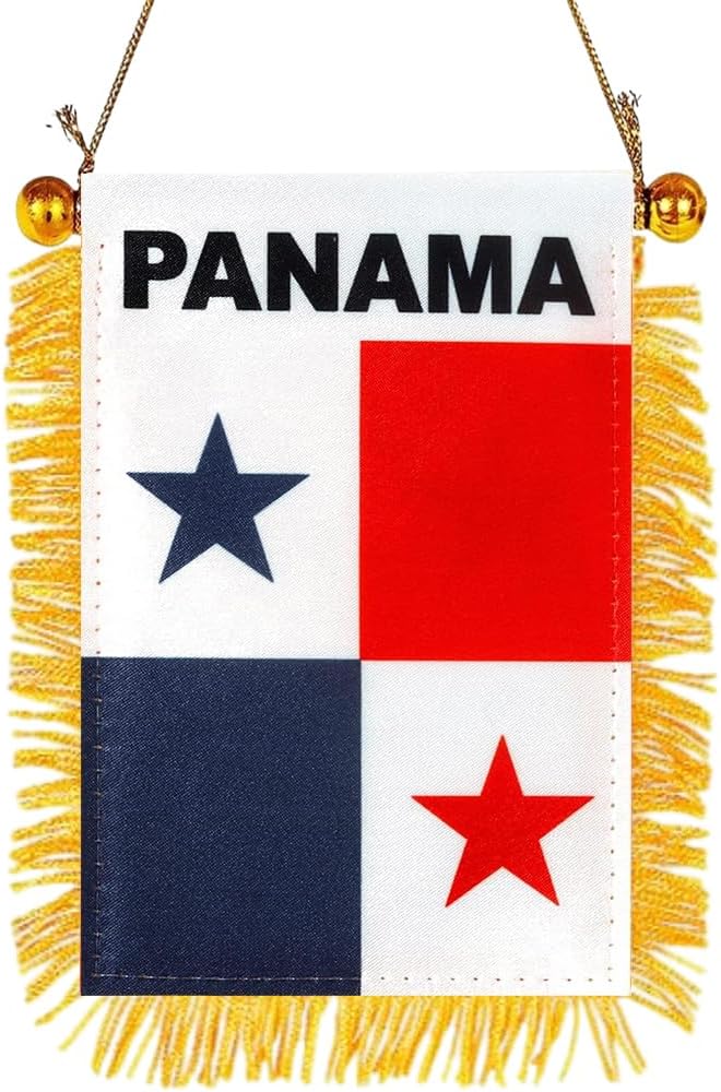 4 X 6 Panama Flag Small Mini Panamanian Flags Banners for Car Rearview Mirror Window Hanging Decor with Suction Cup & Fringy