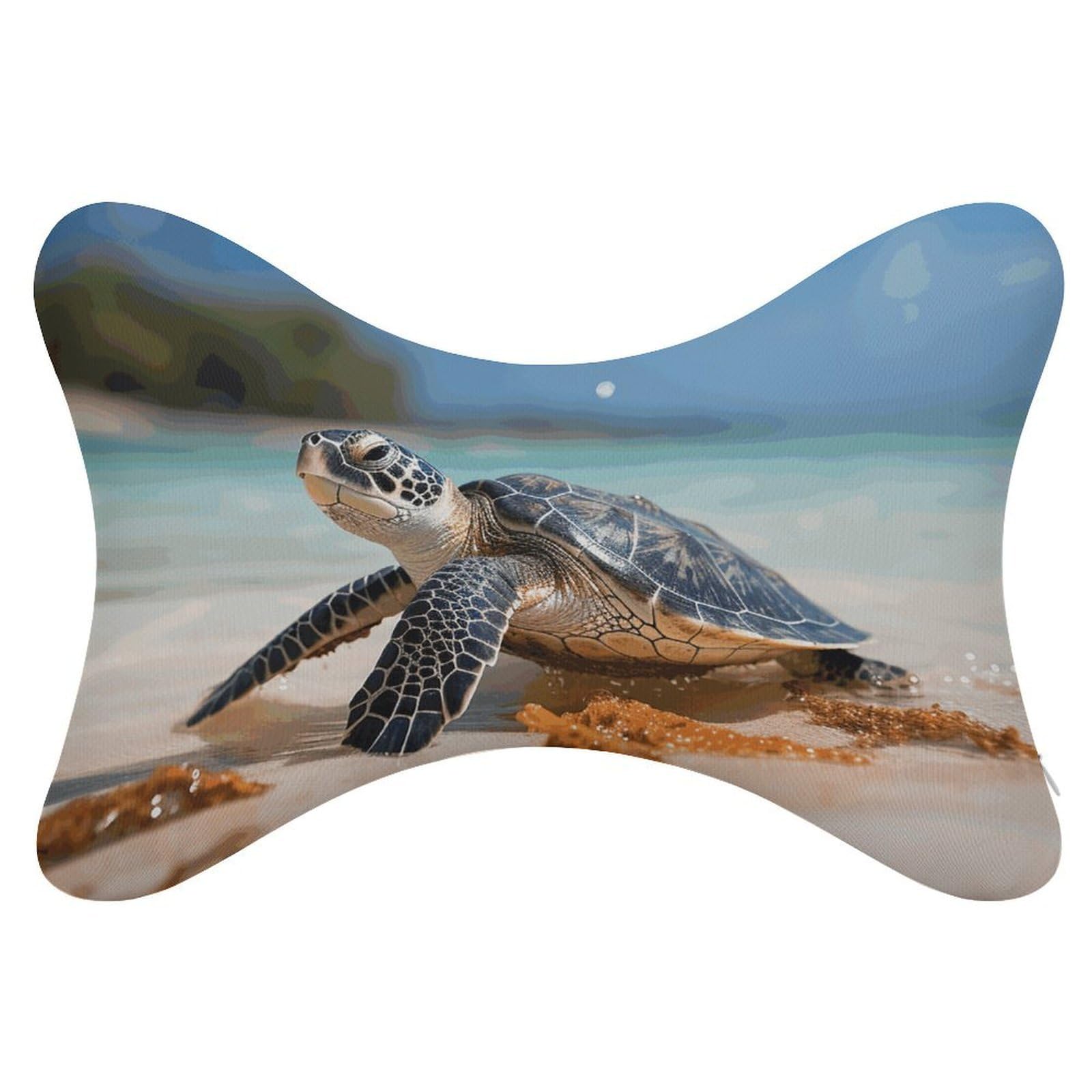 Adfgyerh Style Sea Turtle On The Beach Pillow ，Memory Foam Pillow Core，Cushion,Provide Neck Support，Car Pillows For Travel Car Seats And Home Offices.