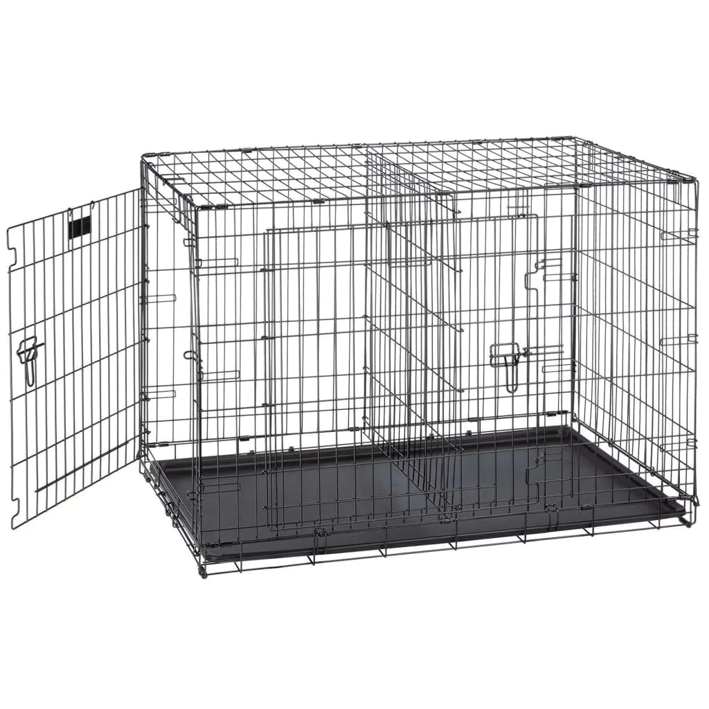 Ferplast Gabbia pieghevole per cani DOG-INN 105 Recinto per cuccioli, Trasportino in metallo, Separatore incluso, Porta doppia con chiusura di sicurezza, 108,5 x 72,7 x h 76,8 cm Nero
