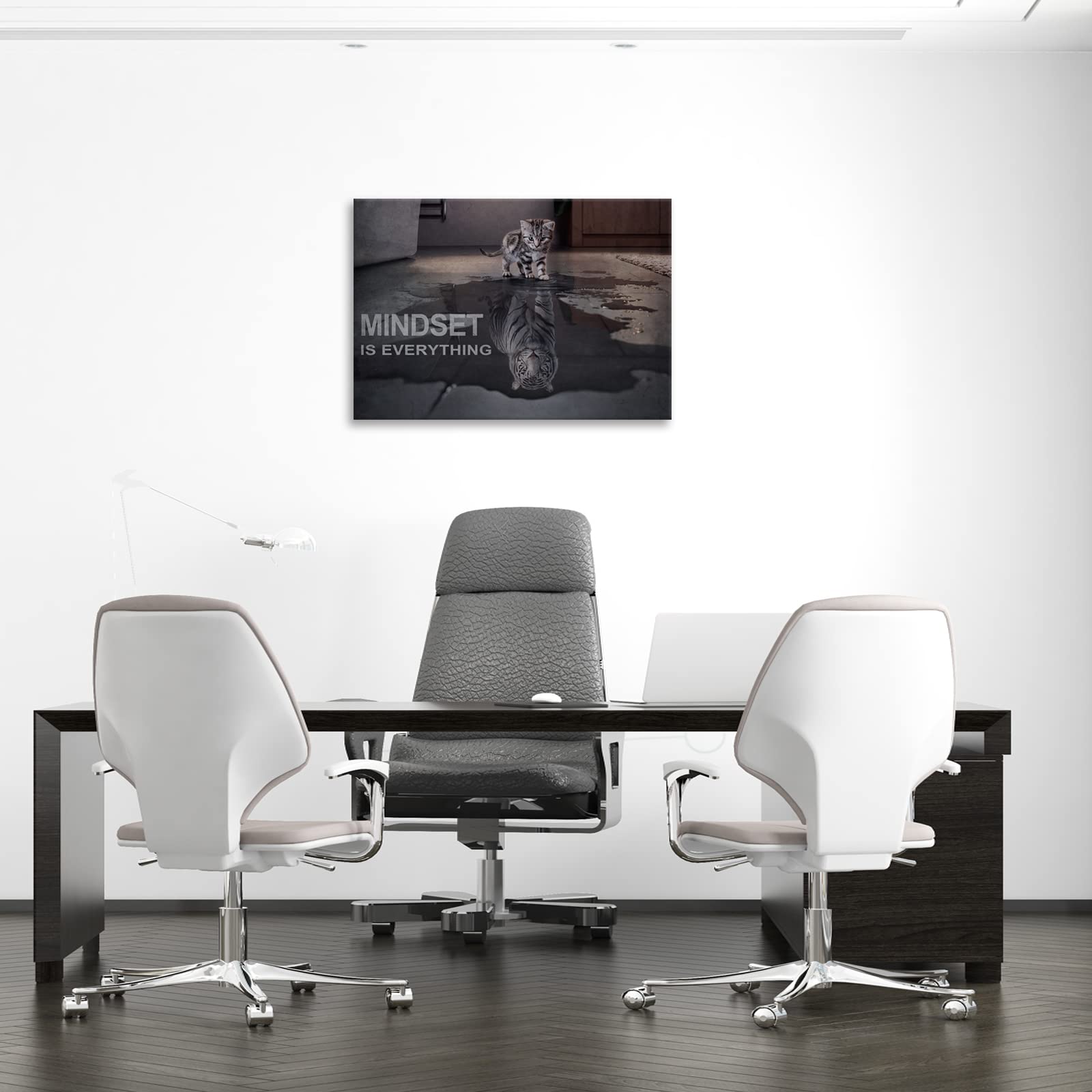 Quadro Motivazionale Con Animali 'Mindset Is Everything' - Stampe Con Cornice In Legno, Poster Ispirazionale Per Soggiorno, Ufficio, Camera Da Letto, Regalo Incoraggiante